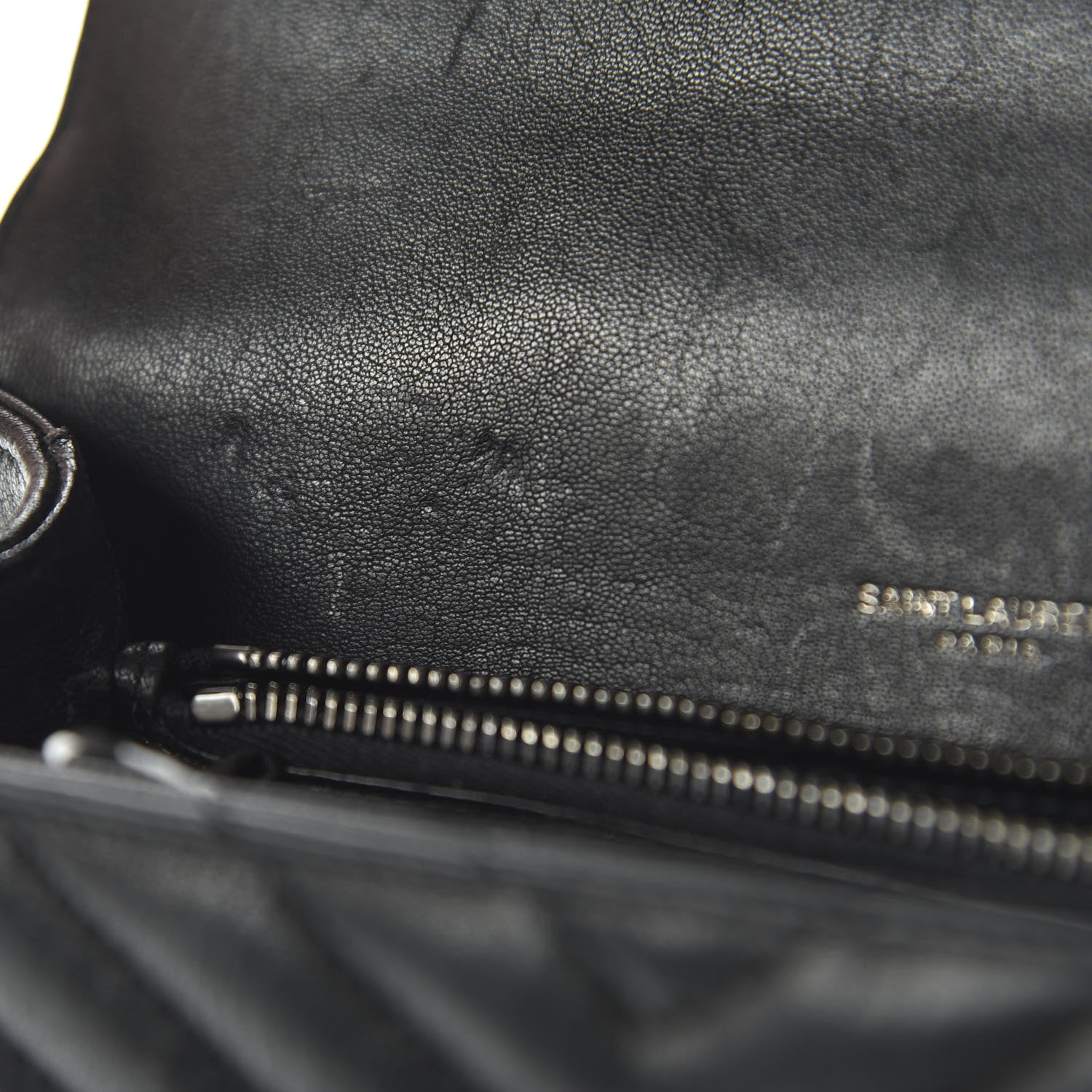Saint Laurent Sheepskin Matelasse Chevron Monogram Medium College Bag Black 9 of 12