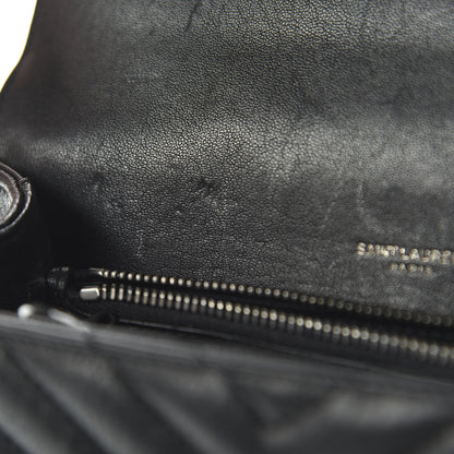 Saint Laurent Sheepskin Matelasse Chevron Monogram Medium College Bag Black 9 of 12