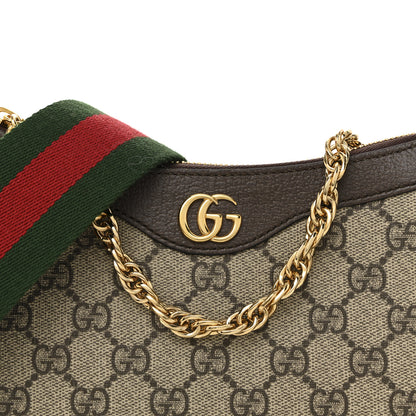 Gucci GG Supreme Monogram Textured Dollar Calfskin Web Small Ophidia GG Handbag Beige Ebony New Acero 8 of 14