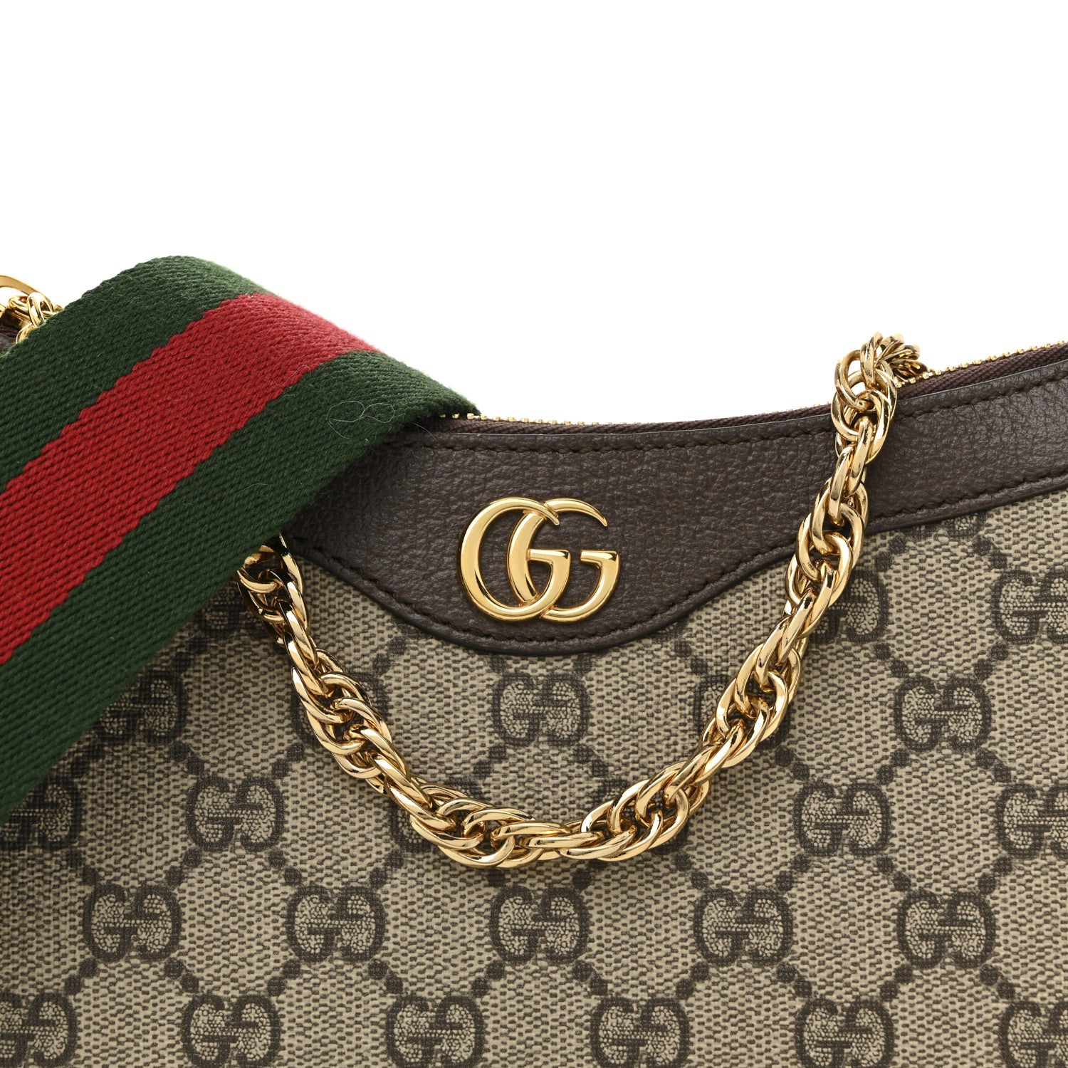 Gucci GG Supreme Monogram Textured Dollar Calfskin Web Small Ophidia GG Handbag Beige Ebony New Acero 8 of 14