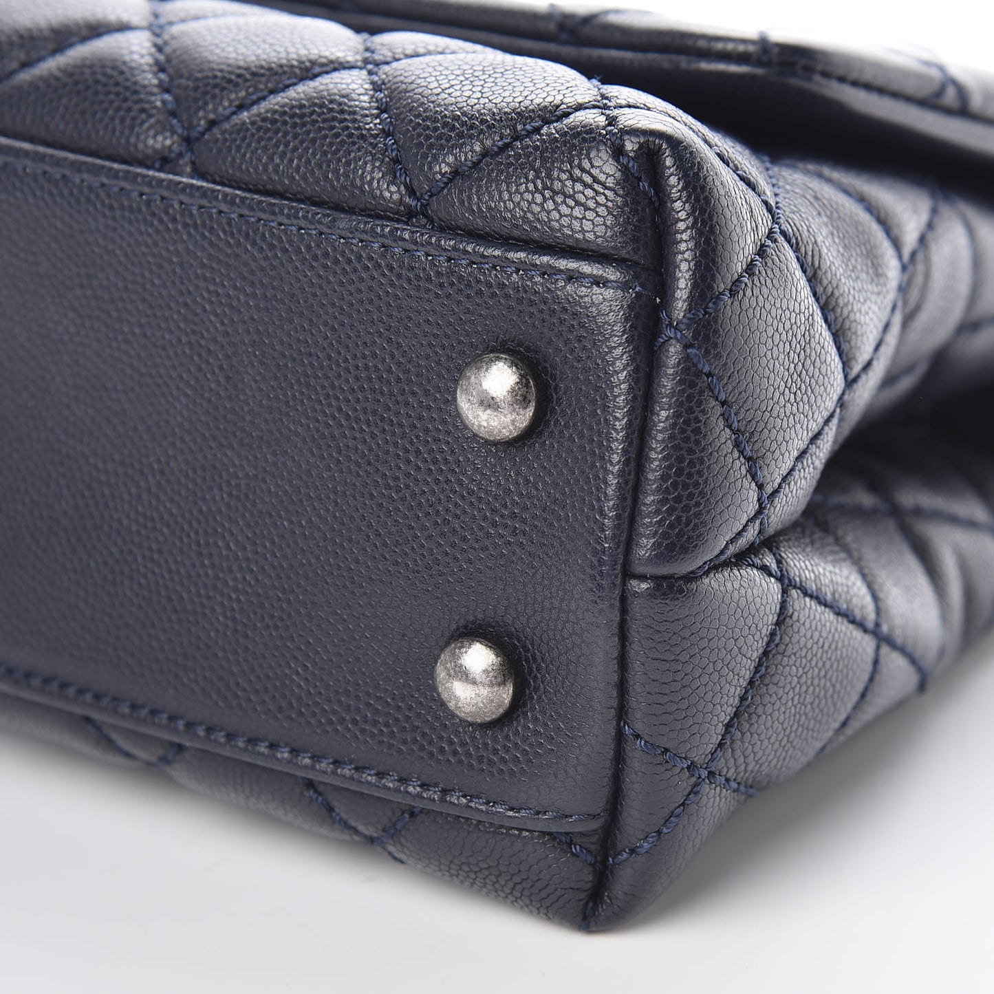 Caviar Quilted Mini Coco Handle Flap Navy Blue