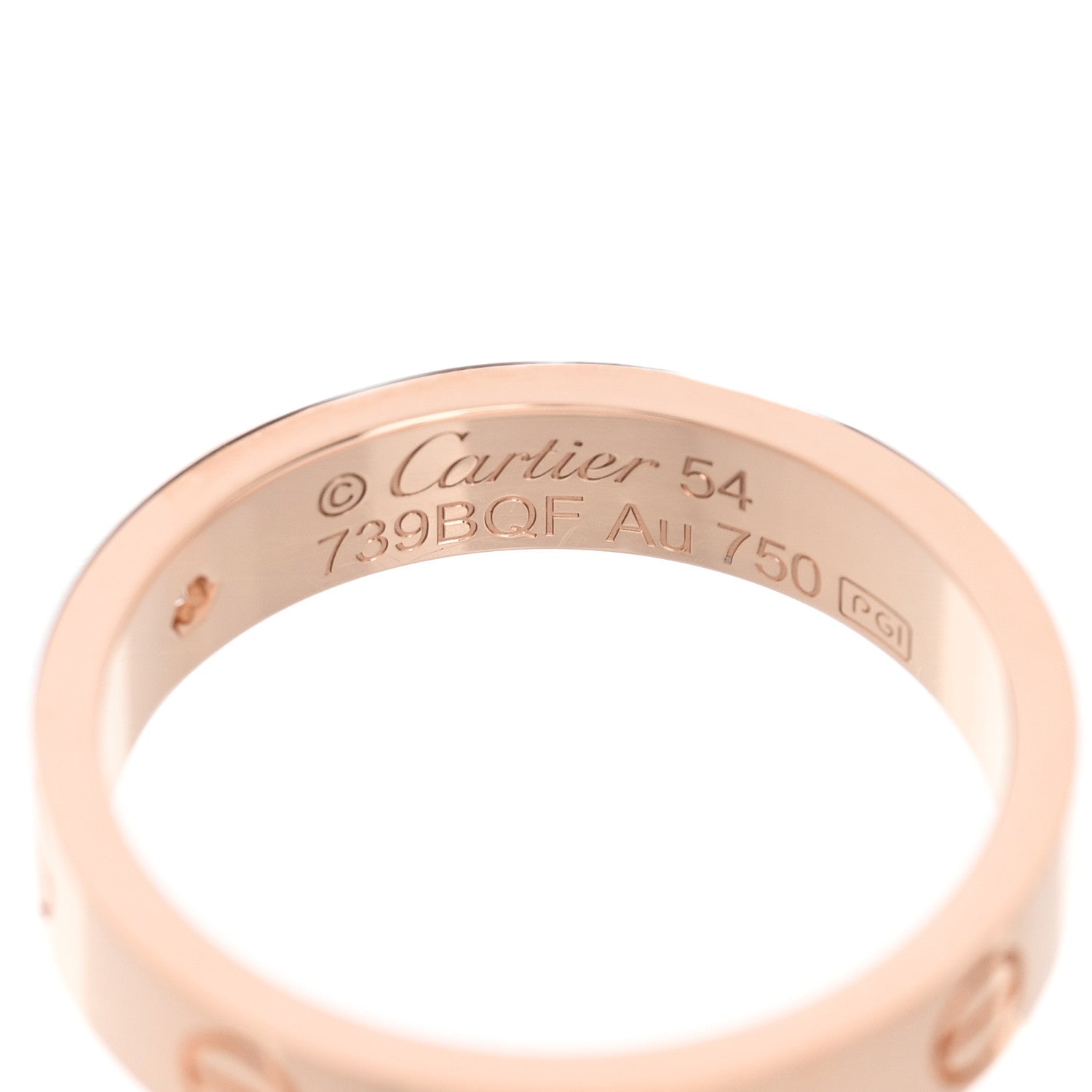 Cartier 18K Pink Gold Diamond 4mm LOVE Wedding Band Ring 54 6.75 4 of 5