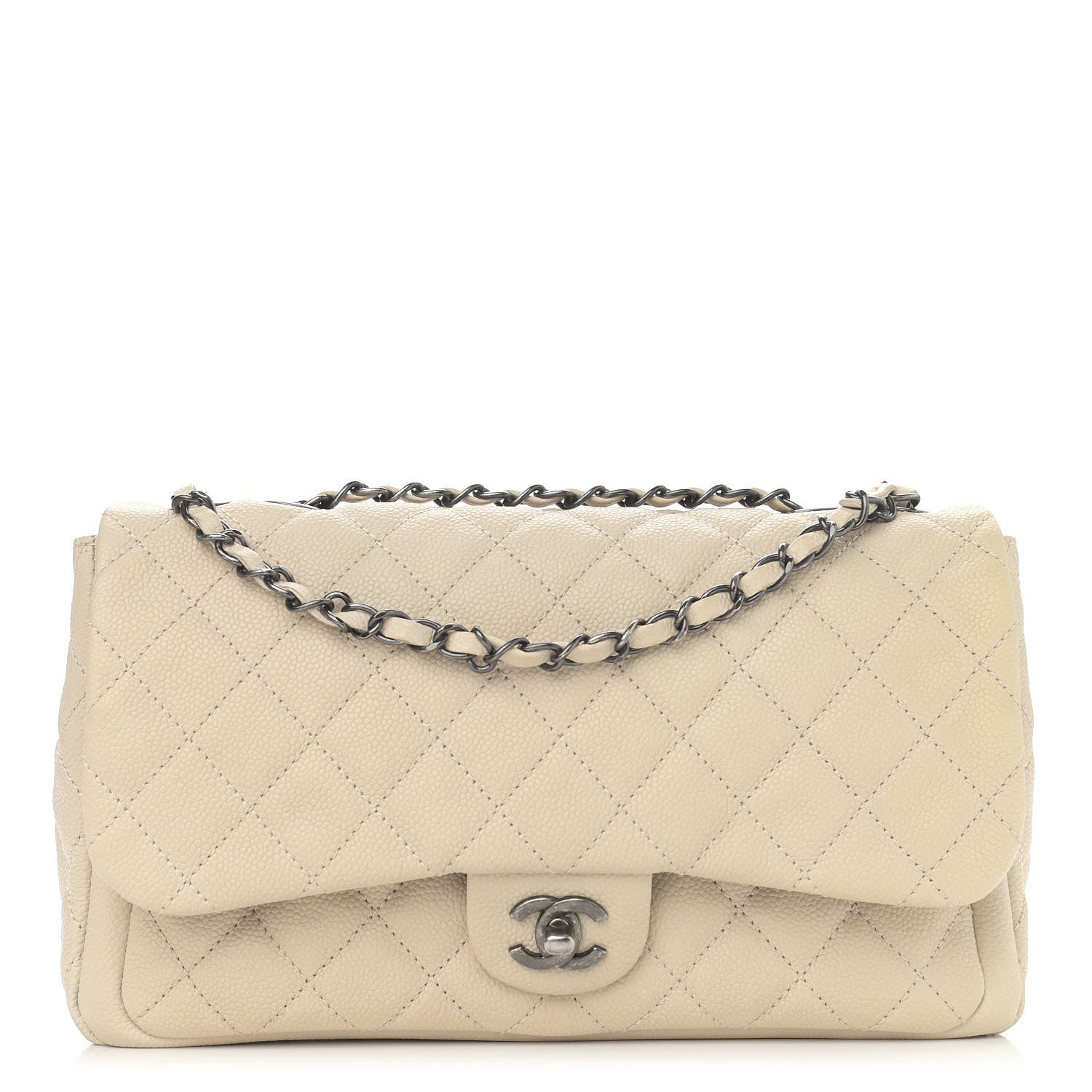 Chanel Caviar Quilted Large Now and Forever Flap Ivory 1 of 15