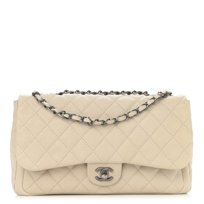 Chanel Caviar Quilted Large Now and Forever Flap Ivory 1 of 15