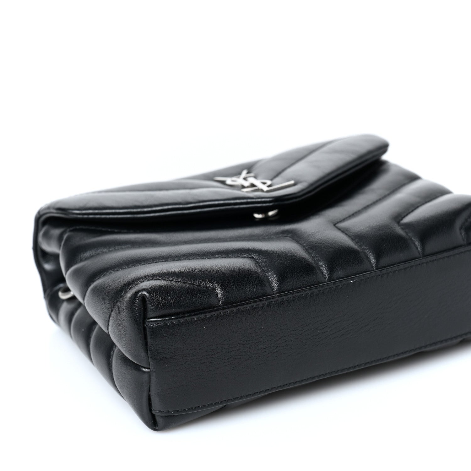 Saint Laurent Calfskin Y Quilted Monogram Toy Loulou Crossbody Bag Black 6 of 7