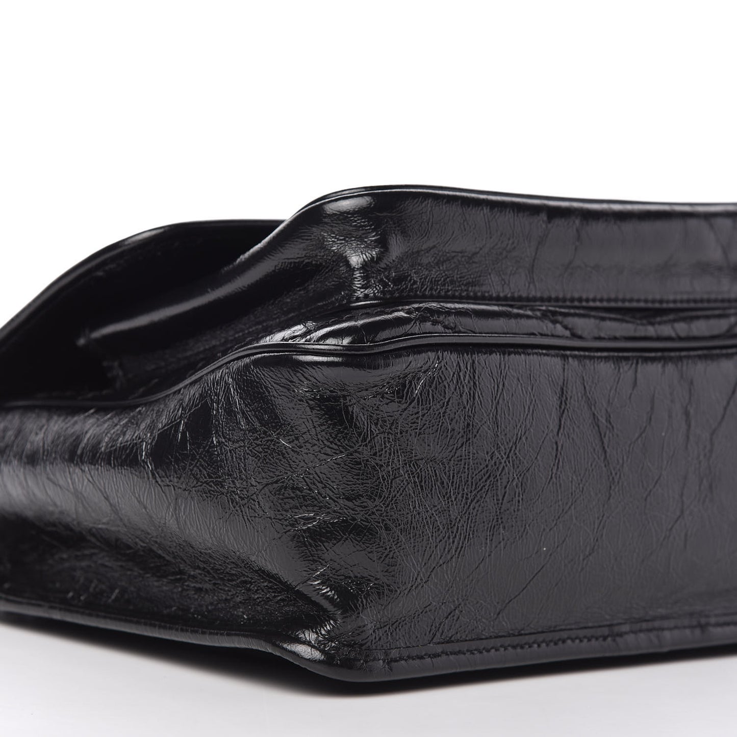 Crinkled Calfskin Matelasse Monogram Medium Niki Chain Satchel Black