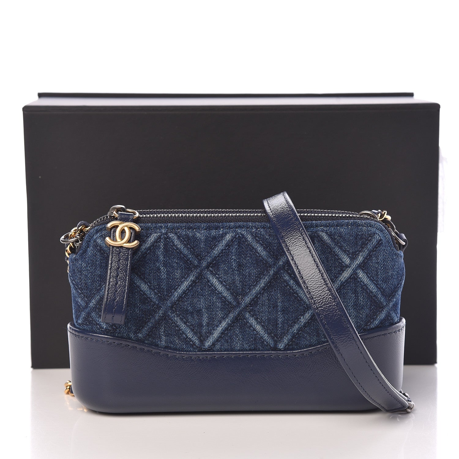 Chanel Denim Calfskin Quilted Small Gabrielle Clutch With Chain Blue 11 of 11