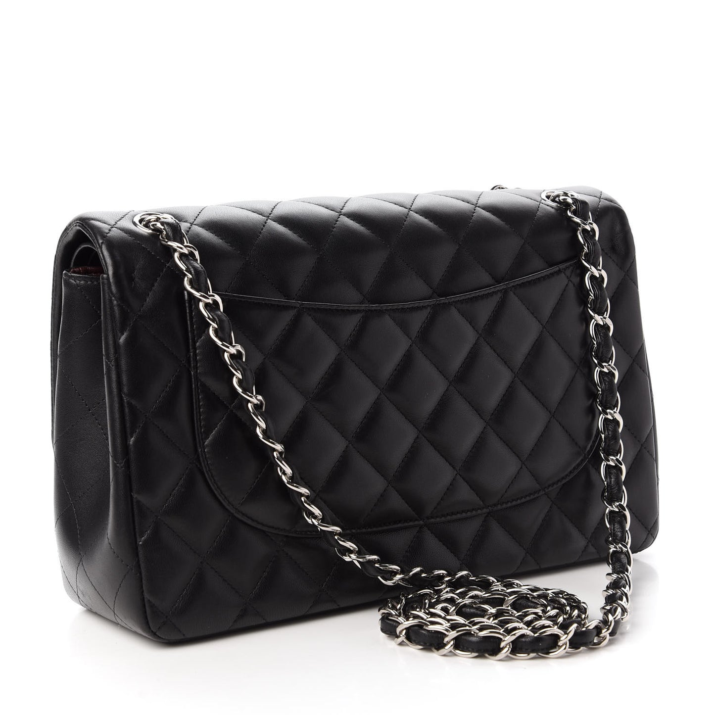 Lambskin Quilted Jumbo Double Flap Black