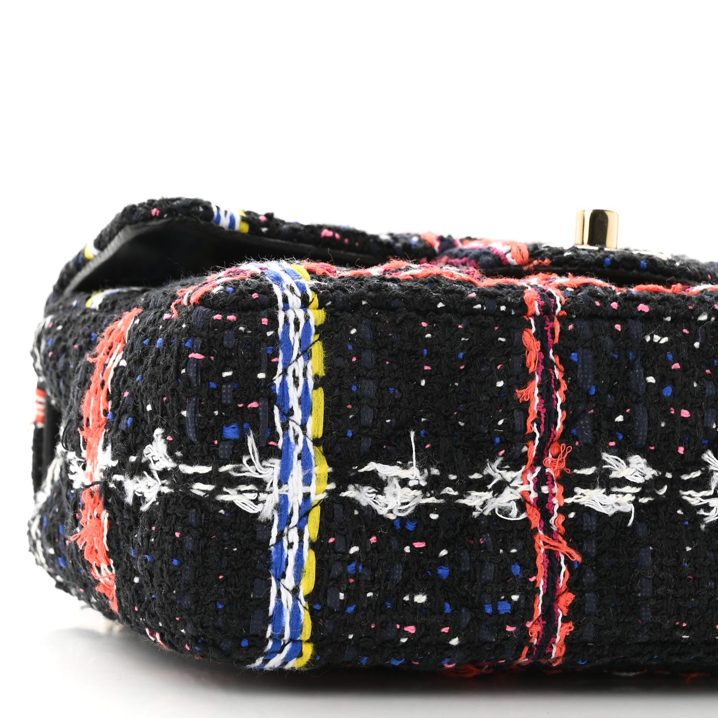Tweed Quilted Mini Rectangular Flap Black Orange Blue