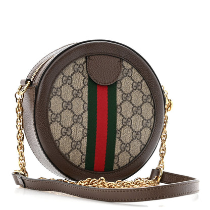 Gucci GG Supreme Monogram Web Mini Ophidia Round Shoulder Bag Brown 3 of 10
