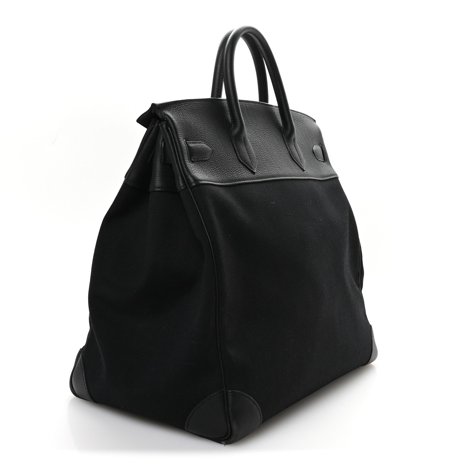 Hermes Togo Toile HAC Travel Birkin 40 Black 2 of 12