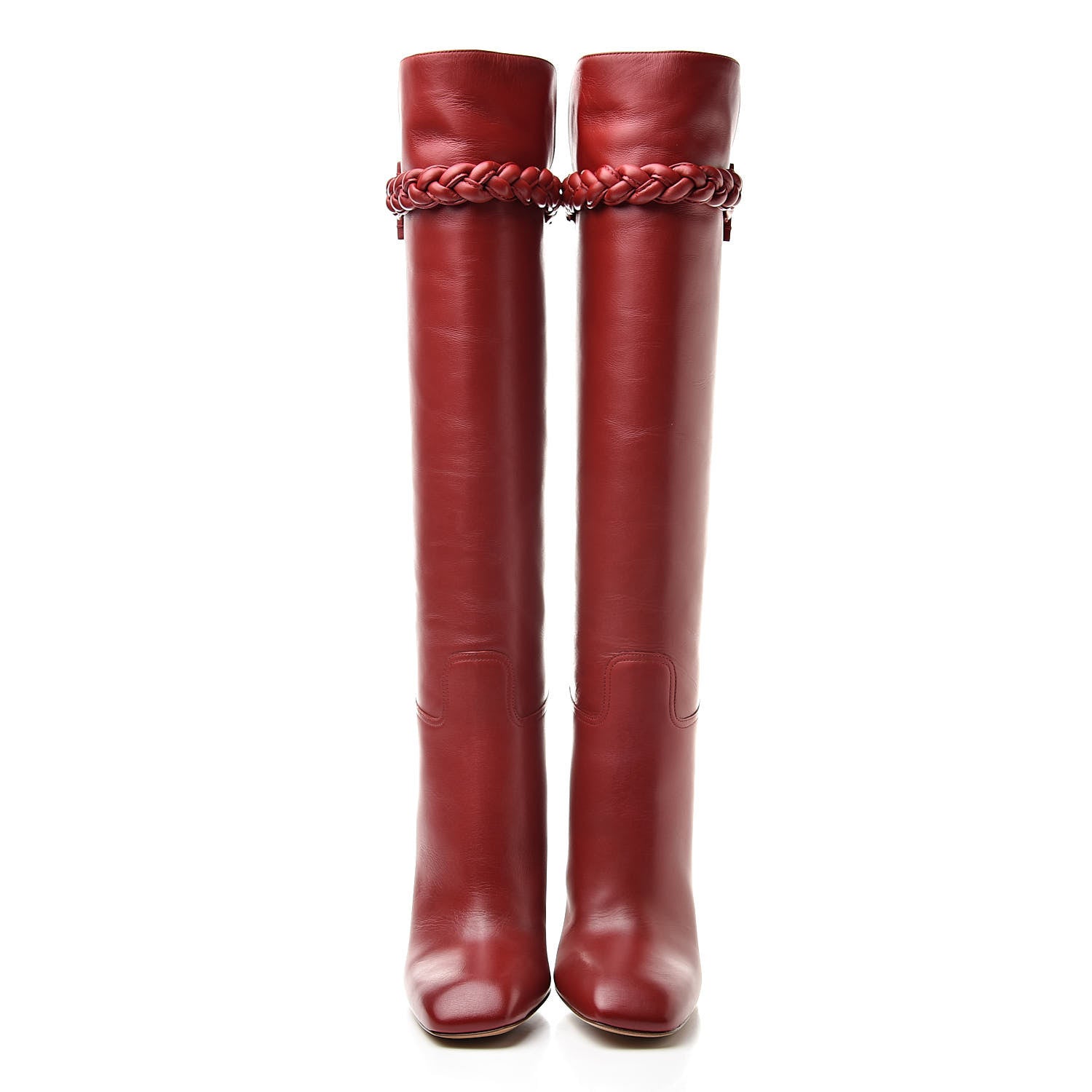 Valentino Garavani Vitello Braided Knee High 100mm Boots 37 Rosso Valentino 2 of 7
