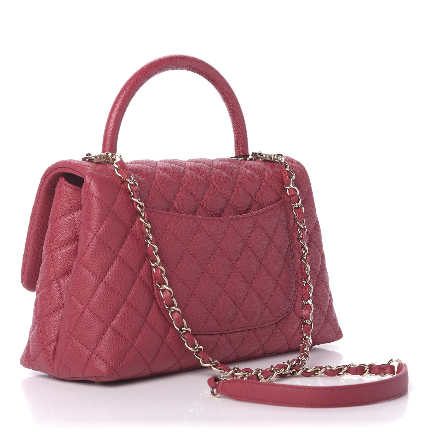 Caviar Quilted Small Coco Handle Flap Dark Pink