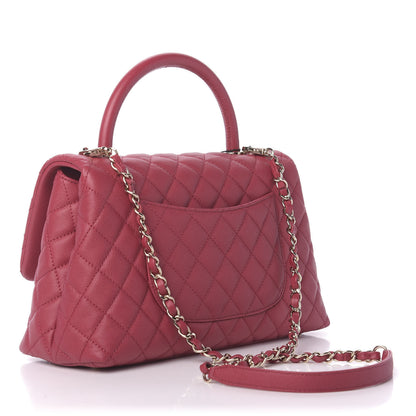 Chanel Caviar Quilted Small Coco Handle Flap Dark Pink 4 of 11