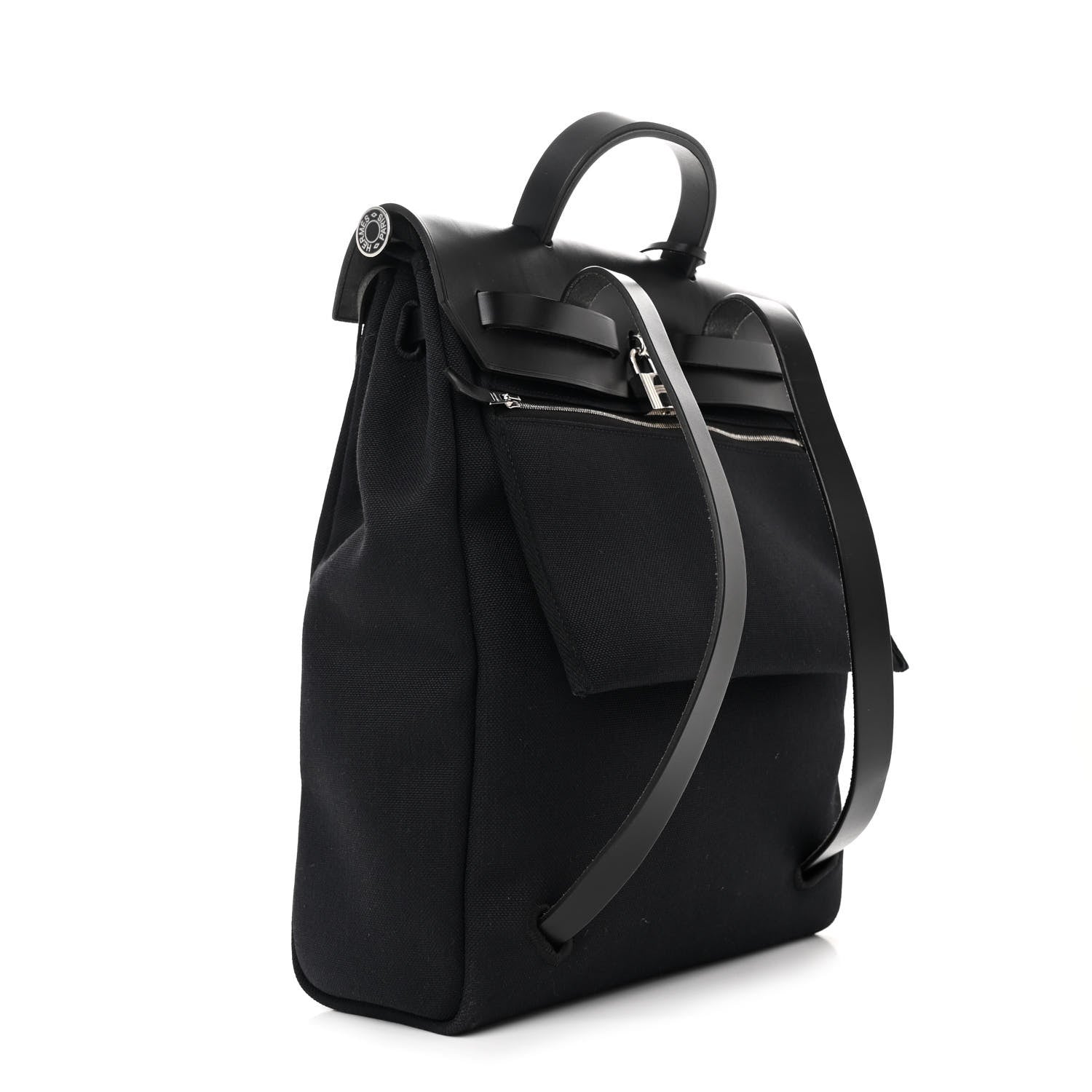 Hermes Military Toile Vache Hunter Herbag a Dos Zip Retourne Backpack Black 5 of 13