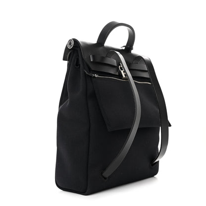 Hermes Military Toile Vache Hunter Herbag a Dos Zip Retourne Backpack Black 5 of 13