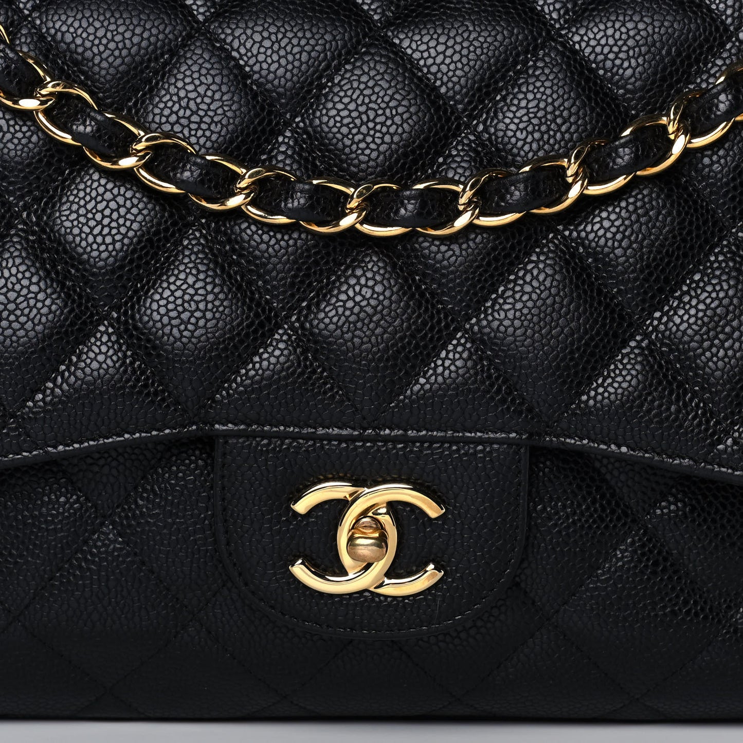 Caviar Quilted Jumbo Double Flap Black