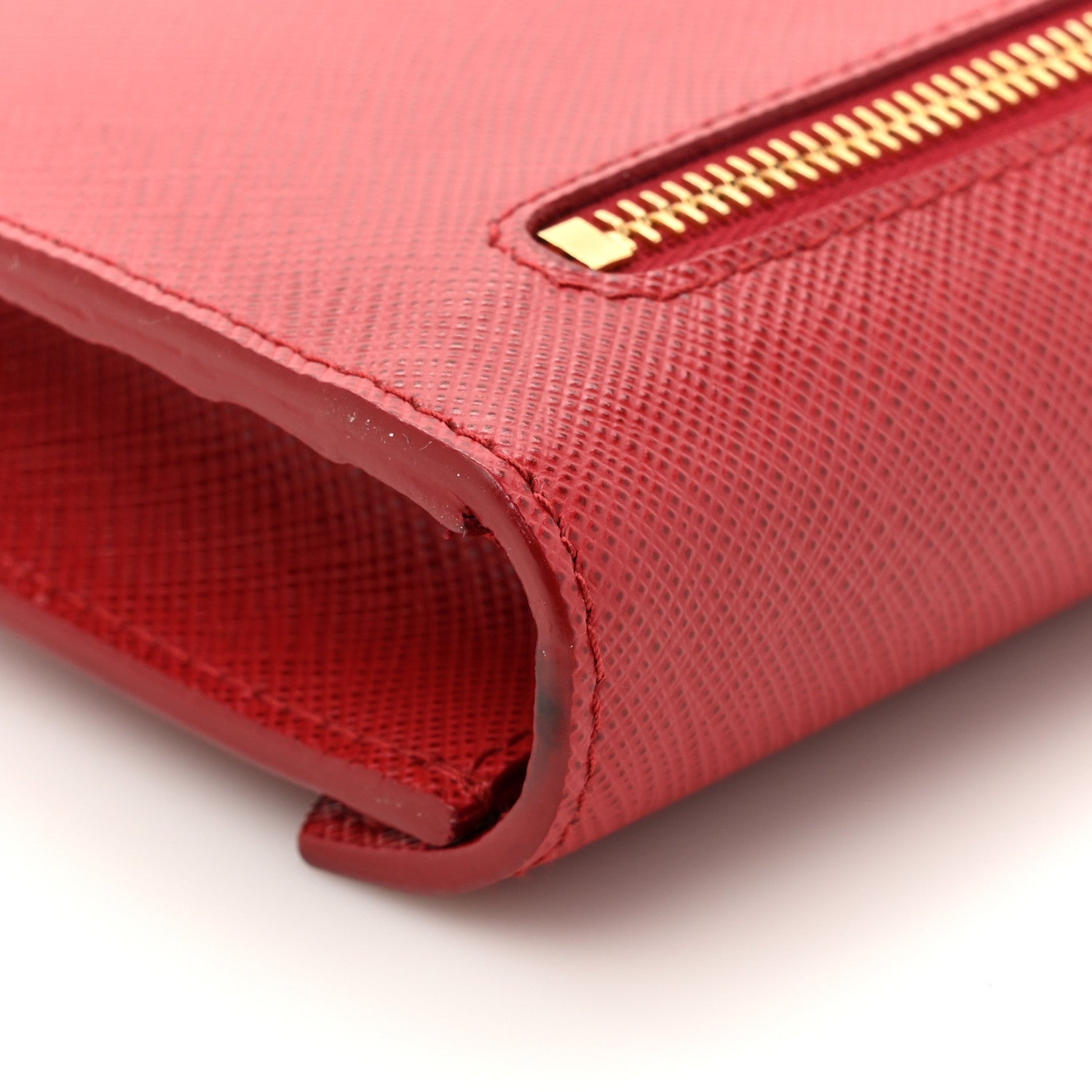 Prada Saffiano Metal Wallet With Chain Fuoco 10 of 12