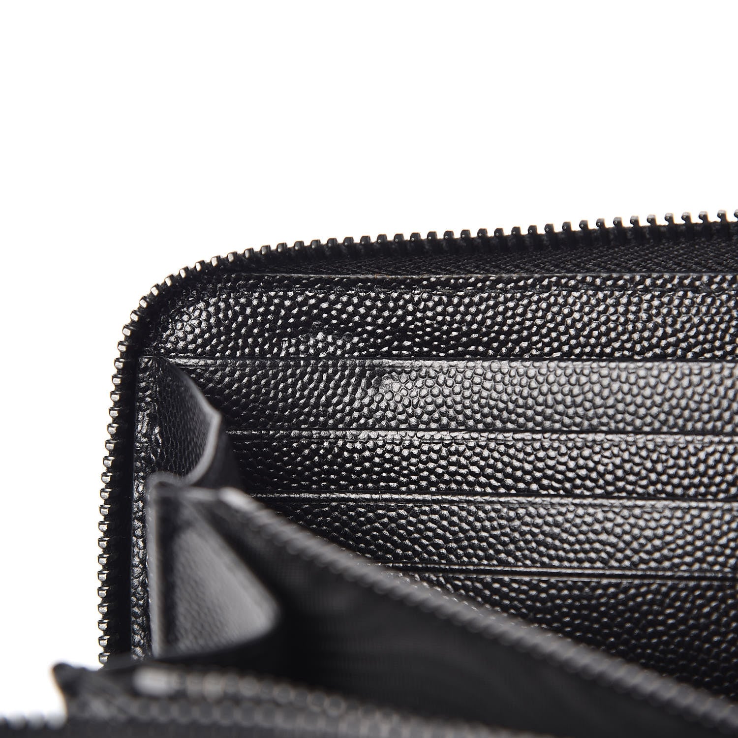 Saint Laurent Grain De Poudre Matelasse Chevron Monogram Zip Around Wallet Black Dove White 7 of 10