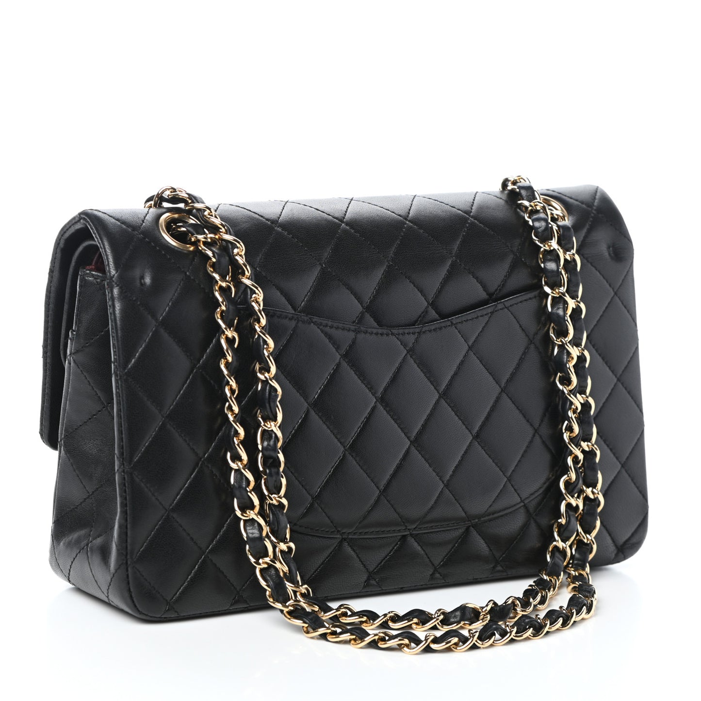 Lambskin Quilted Medium Double Flap Black