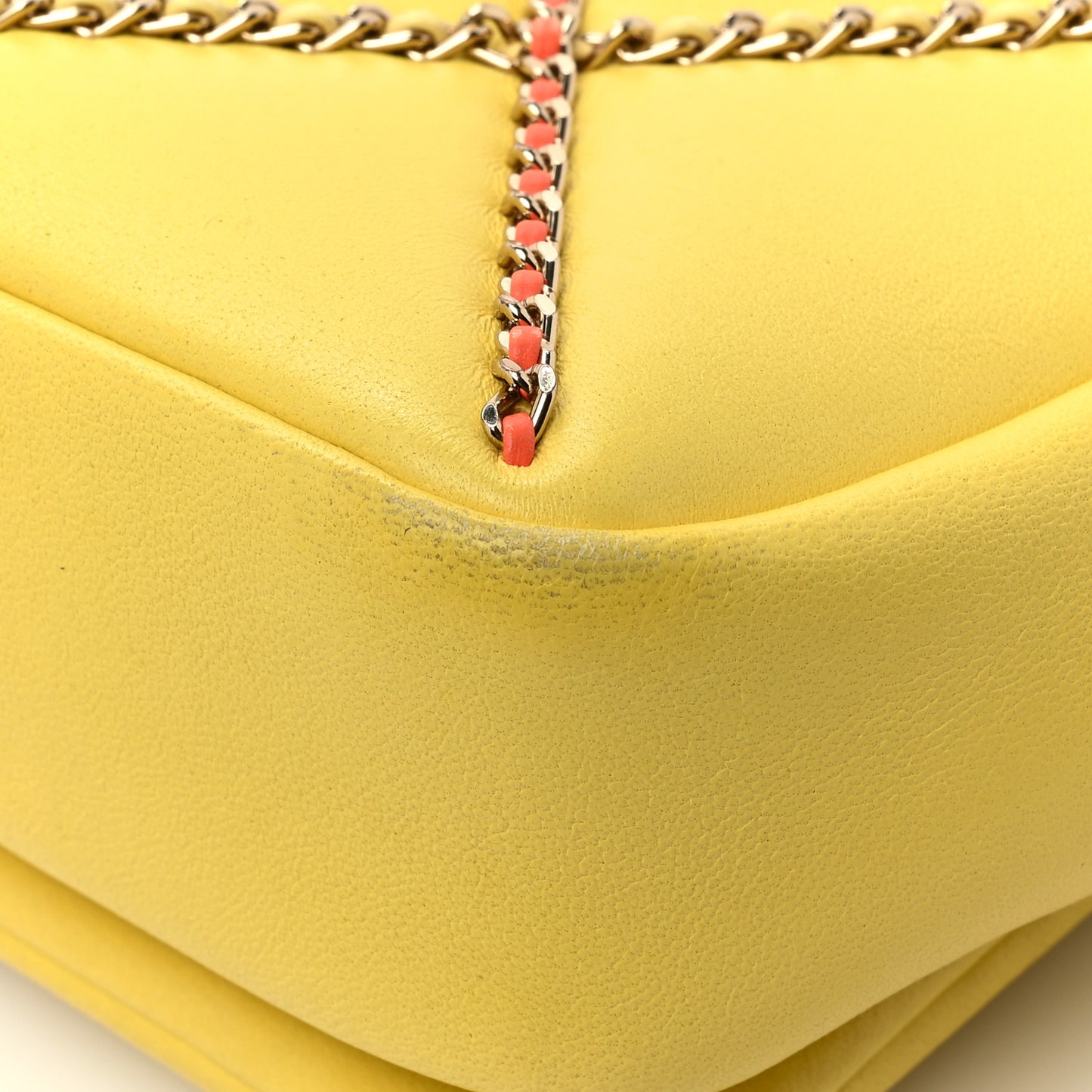 Lambskin Small Entwined Chain Flap Yellow Multicolor