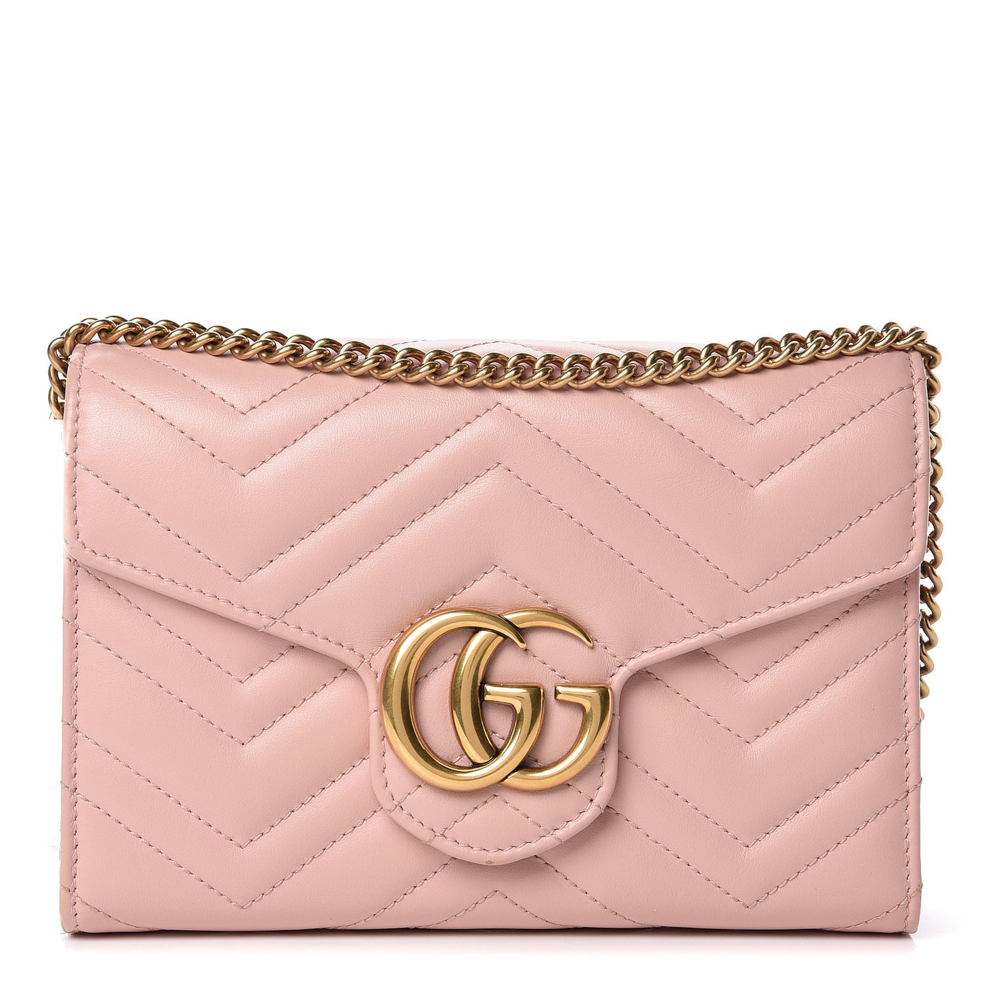 Calfskin Matelasse GG Marmont Chain Wallet Perfect Pink