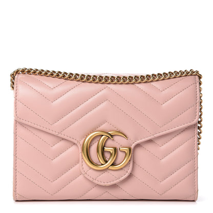 Gucci Calfskin Matelasse GG Marmont Chain Wallet Perfect Pink 1 of 14