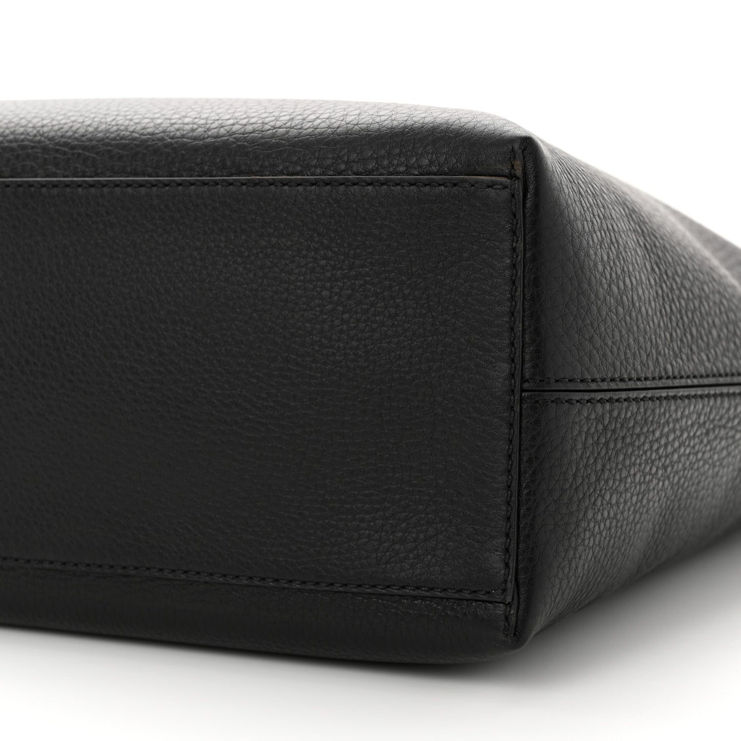 Grained Calfskin Rockstud Shoulder Tote Black