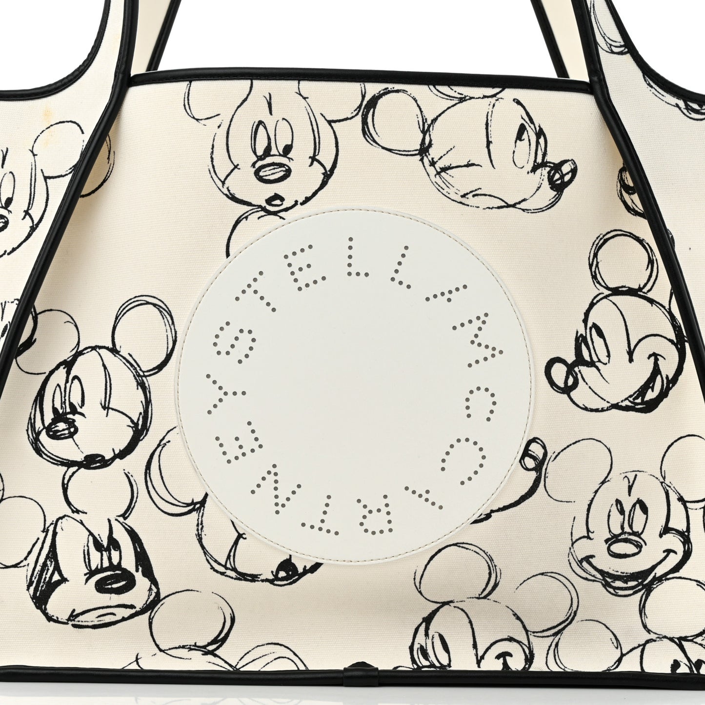 X DISNEY Canvas Mickey Mouse East West Perforated Tote White