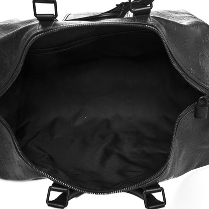 Louis Vuitton Calfskin Shadow Monogram Keepall Bandouliere 50 Black 4 of 14