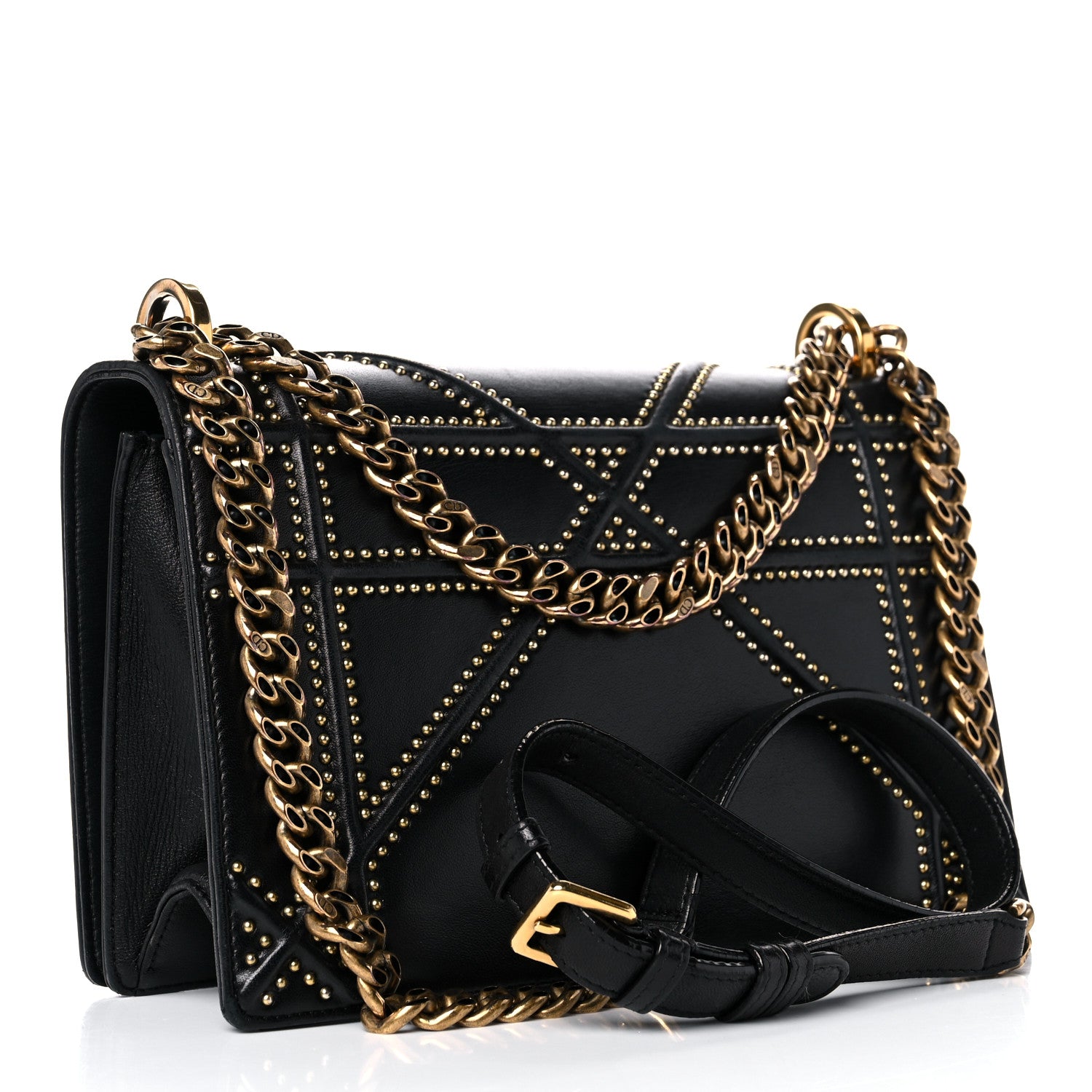 Christian Dior Lambskin Studded Medium Diorama Flap Bag Black 3 of 22