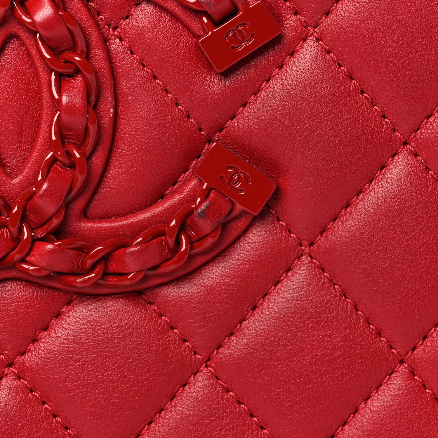 Chanel Lambskin Quilted Medium CC Filigree Vanity Case Dark Red 10 of 13
