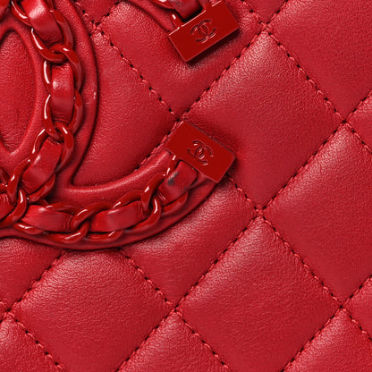 Chanel Lambskin Quilted Medium CC Filigree Vanity Case Dark Red 10 of 13