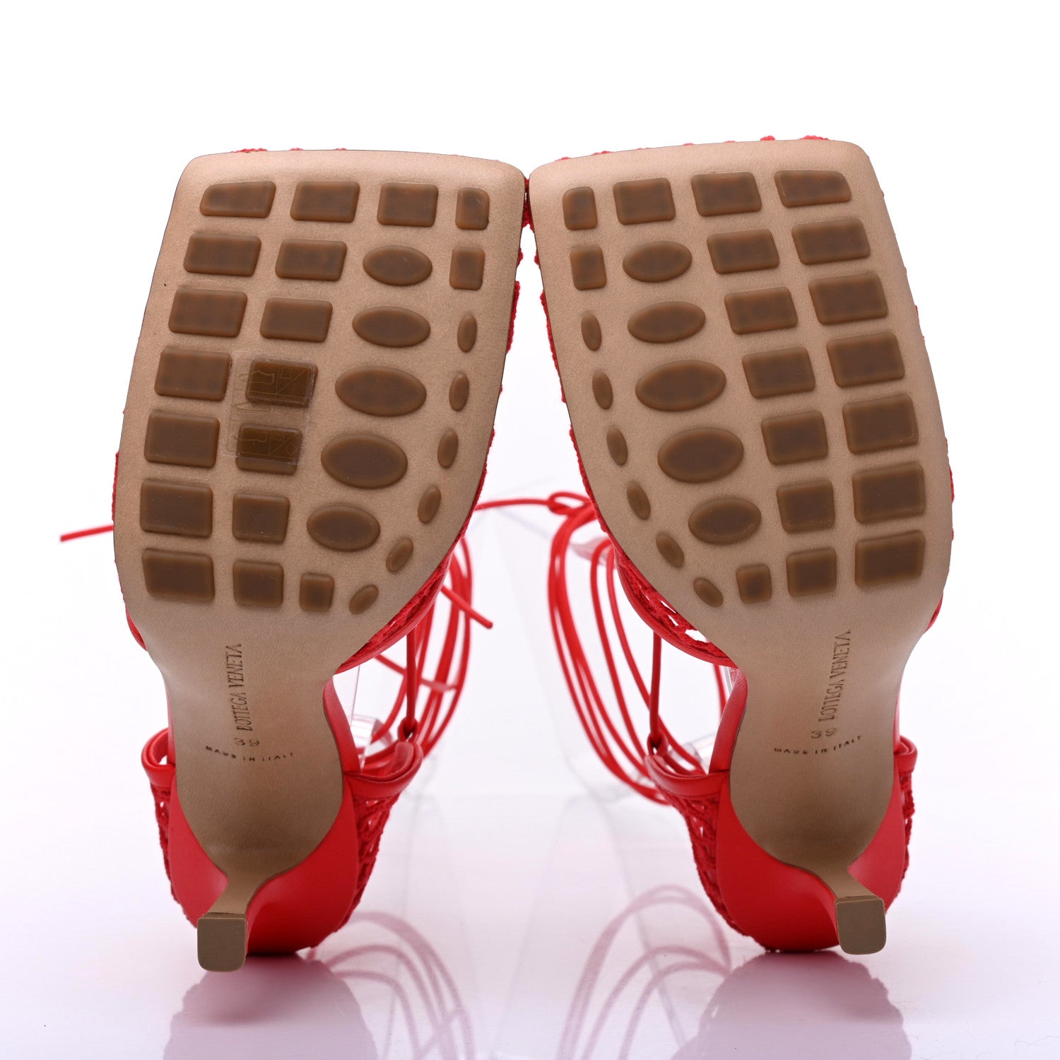 Bottega Veneta Mesh Nappa Stretch Ankle Tie Sandals 39 Tomato 8 of 11