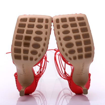 Bottega Veneta Mesh Nappa Stretch Ankle Tie Sandals 39 Tomato 8 of 11