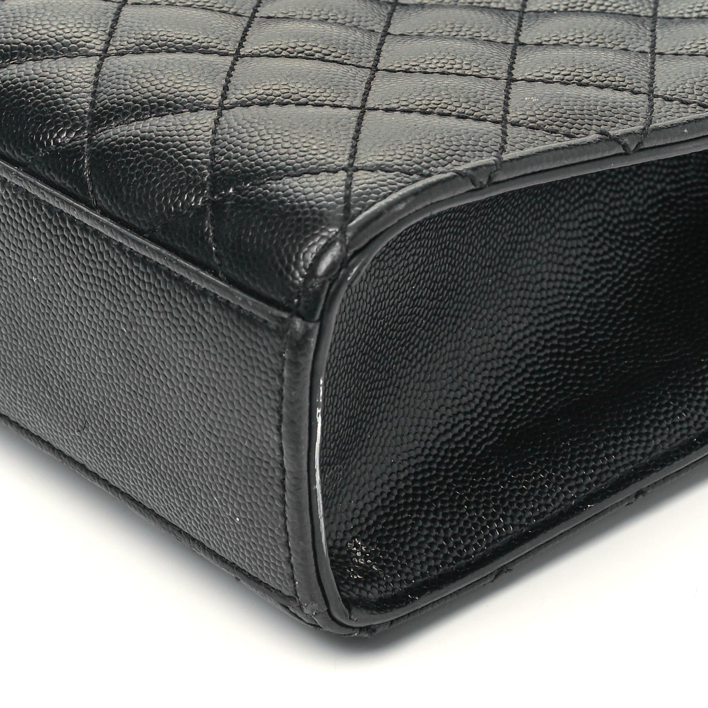 Grain De Poudre Textured Mixed Matelasse Large Triquilt Monogram Satchel Black