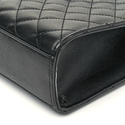 Saint Laurent Grain De Poudre Textured Mixed Matelasse Large Triquilt Monogram Satchel Black 7 of 7