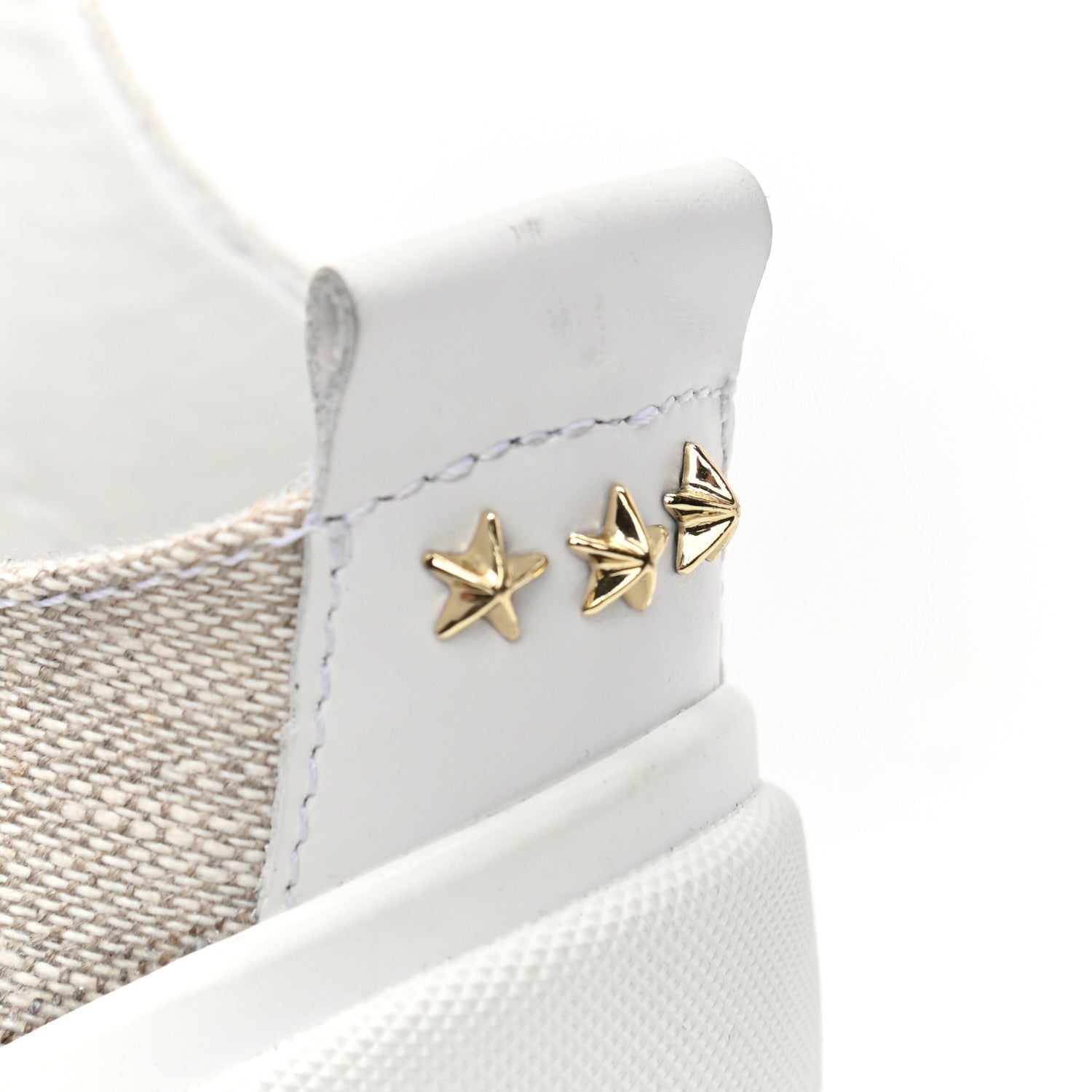 Jimmy Choo Calfskin Linen VBC Lace Up Sneakers 38.5 White Natural 10 of 10
