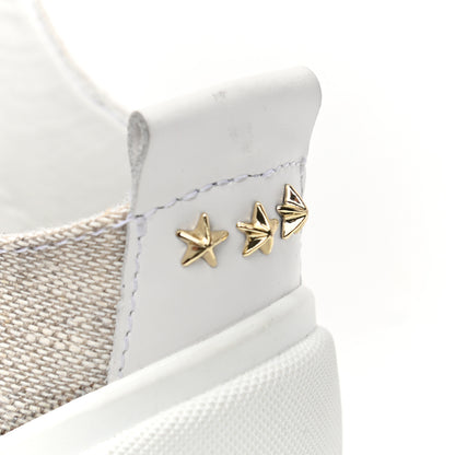 Jimmy Choo Calfskin Linen VBC Lace Up Sneakers 38.5 White Natural 10 of 10