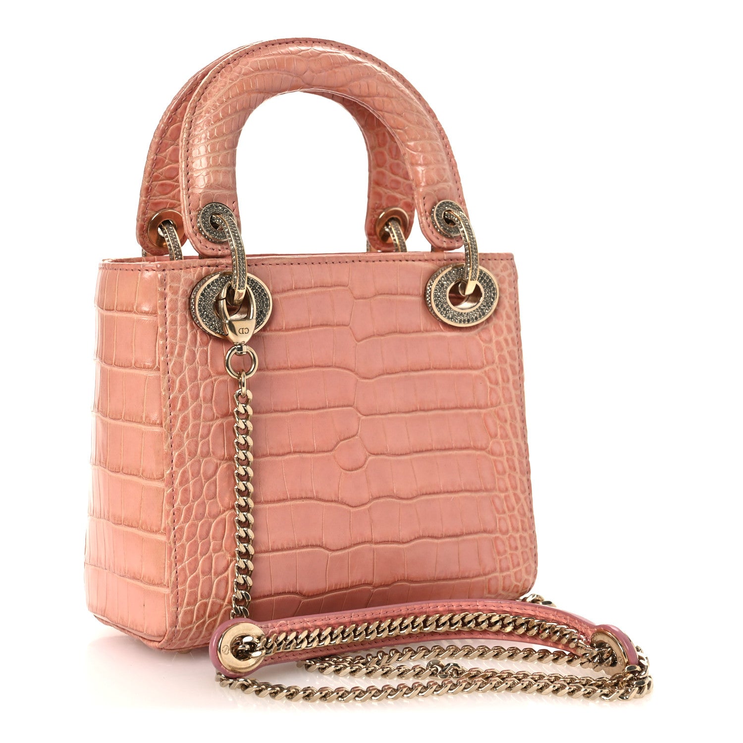 Christian Dior Alligator Crystal Mini Lady Dior Pink 3 of 12