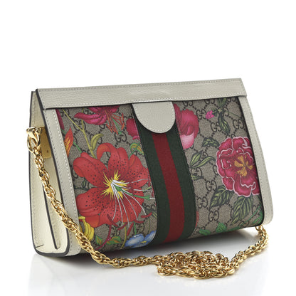 Gucci GG Supreme Monogram Flora Web Small Ophidia Chain Shoulder Bag White 3 of 11