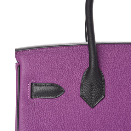 Hermes Togo Bi-Color Horseshoe Birkin 30 Anemone Black 15 of 34