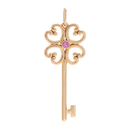 Tiffany 18K Rose Gold Pink Sapphire Quatra Key Pendant 1 of 4