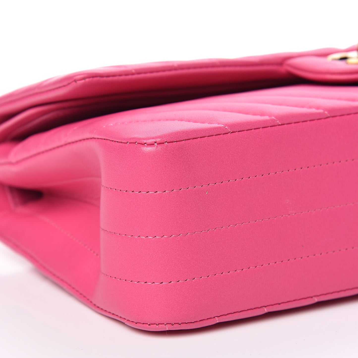 Lambskin Chevron Quilted Medium Double Flap Pink