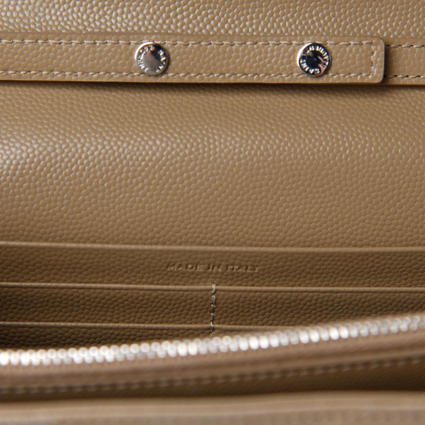 Grain De Poudre Matelasse Chevron Monogram Chain Wallet Deep Beige