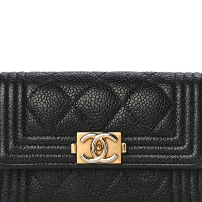 Chanel Caviar Quilted Boy Flap Card Holder Black 9 of 16