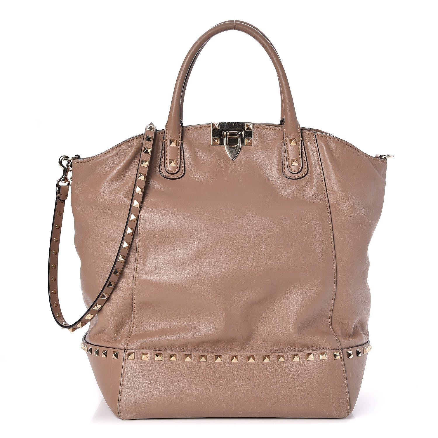 Valentino Garavani Calfskin Rockstud New Dome Bucket Tote Poudre 1 of 8