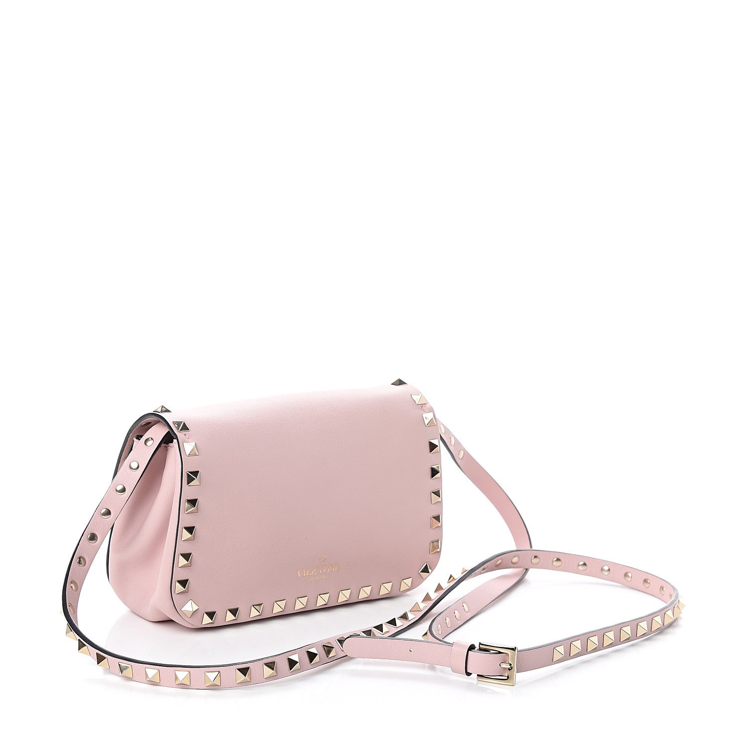 Valentino Garavani Vitello Mini Rockstud Flap Saddle Crossbody Bag Water Rose 2 of 7