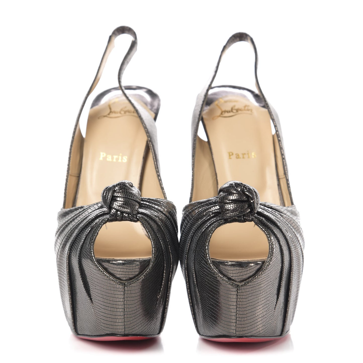 Metallic Laminato Embossed Lizard Jenny 150 Pumps 41 Antic Silver