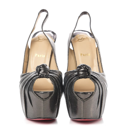 Christian Louboutin Metallic Laminato Embossed Lizard Jenny 150 Pumps 41 Antic Silver 2 of 7